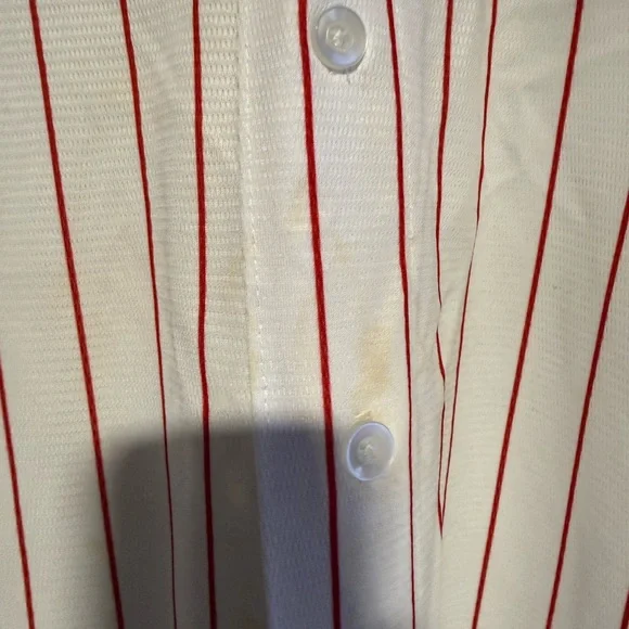 Philadelphia Phillies Majestic Red and White Striped Large Jersey - Picture 3 of 4